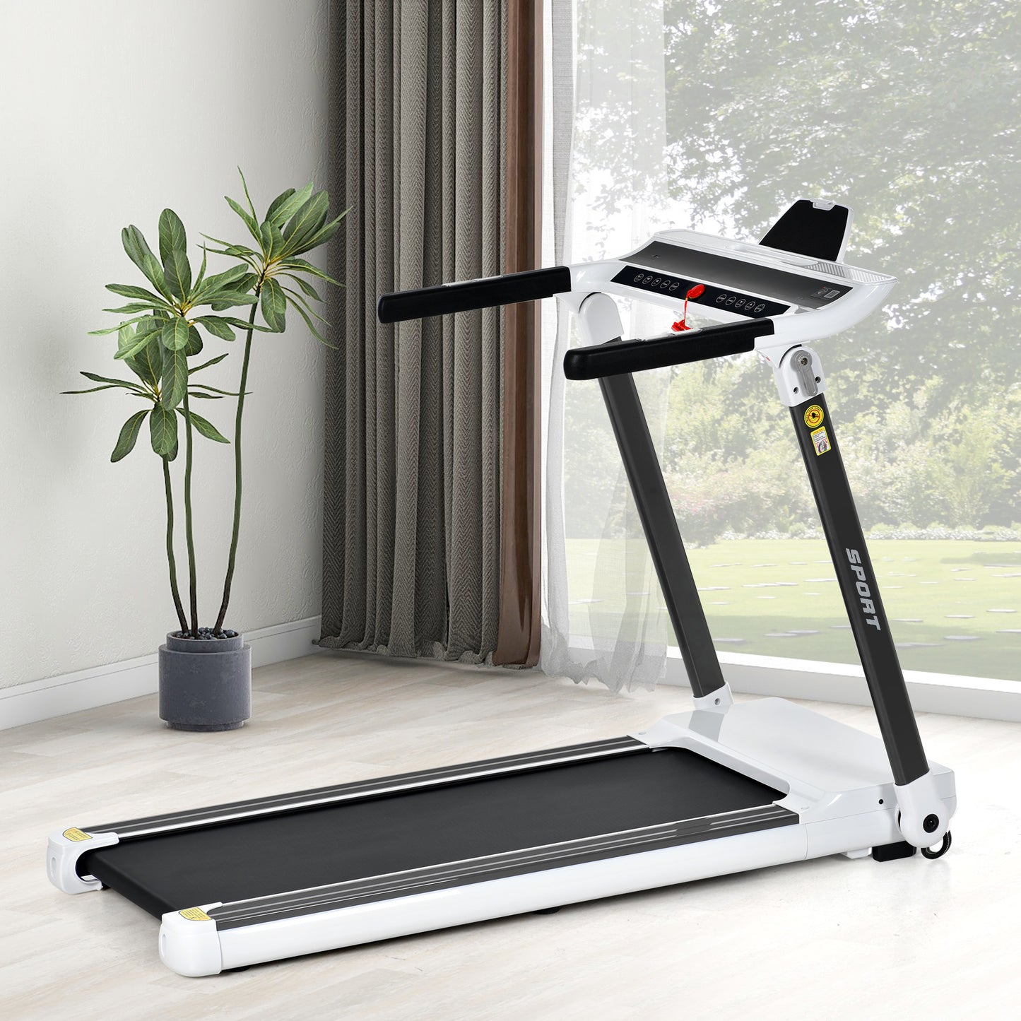 Portable Compact Treadmill;Electric Motorized 3.5HP;14KM/H;Medium Running Machine Motorised Gym 330lbs;Foldable for Home Gym Fitness Workout Jogging Walking;10% Incline ;Bluetooth Speaker APP FITIME