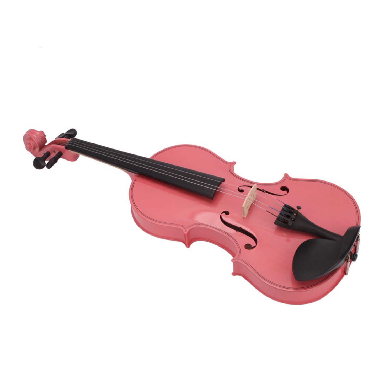 Full Size 4/4 Acoustic Violin Set Vintage Solid Wood Violin Starter Kit with Carrying Case (PINK)