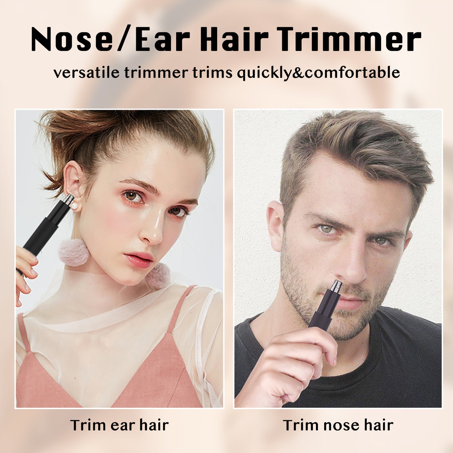 Ear and Nose Hair Tmmer for Men and Women-2020; Professional & Painless Nose Hair Clipper / Remover with Stainless Steel Blad & IPX7 Waterproof System (Black)