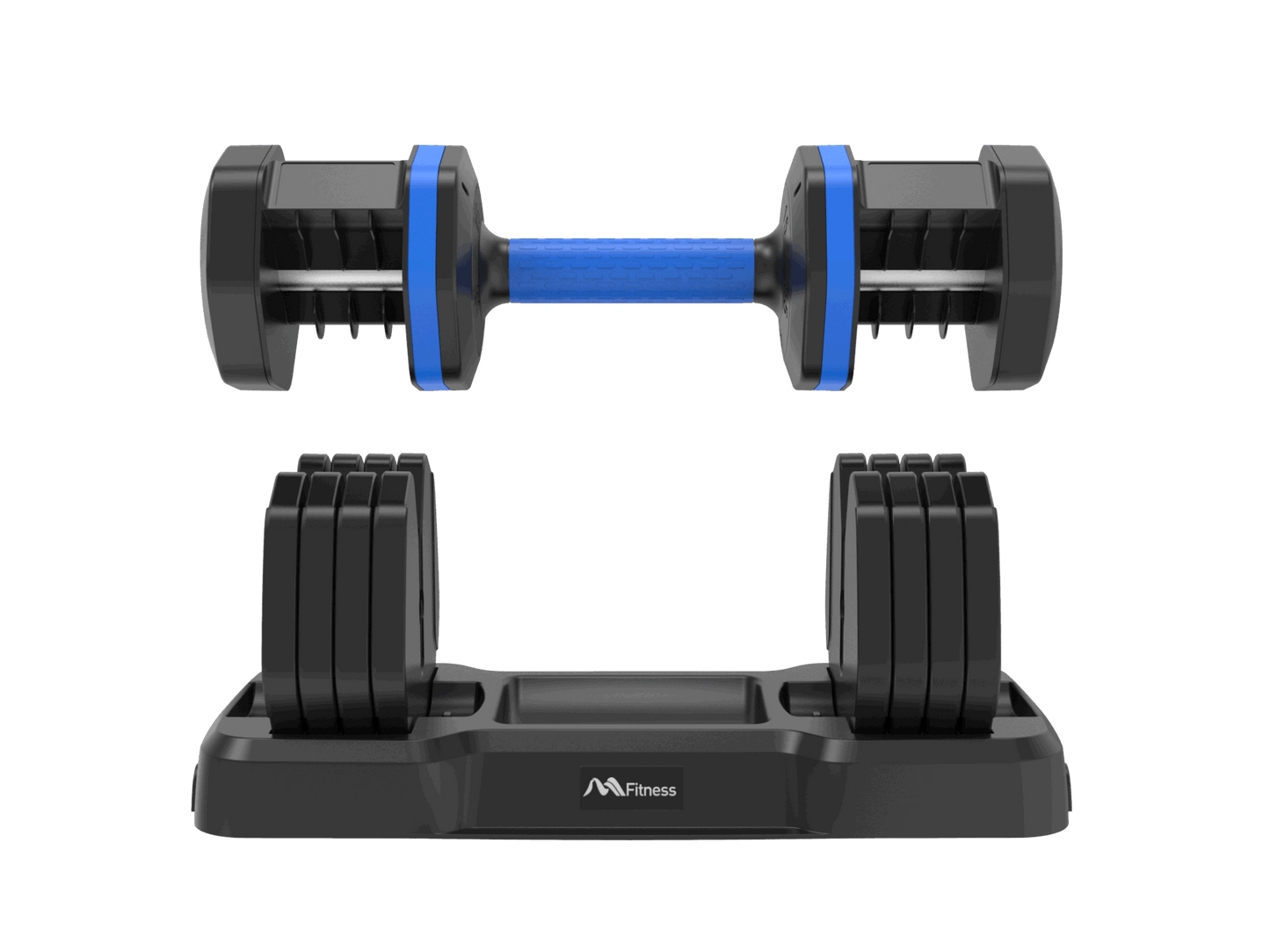 Adjustable Dumbbell - 55lb Single Dumbbell with Anti-Slip Handle; Fast Adjust Weight by Turning Handle with Tray; Exercise Fitness Dumbbell Suitable for Full Body Workout