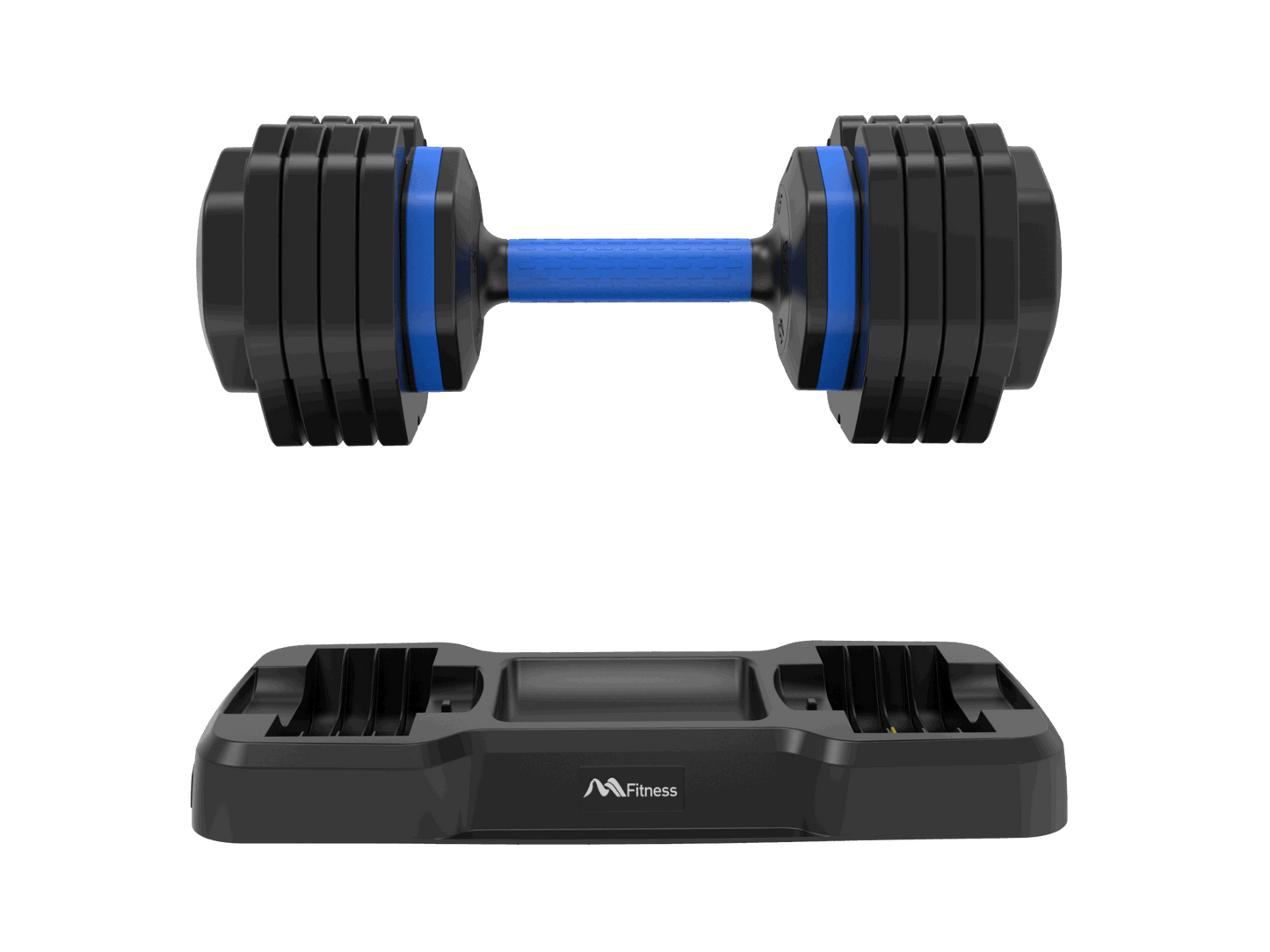 Adjustable Dumbbell - 55lb Single Dumbbell with Anti-Slip Handle; Fast Adjust Weight by Turning Handle with Tray; Exercise Fitness Dumbbell Suitable for Full Body Workout