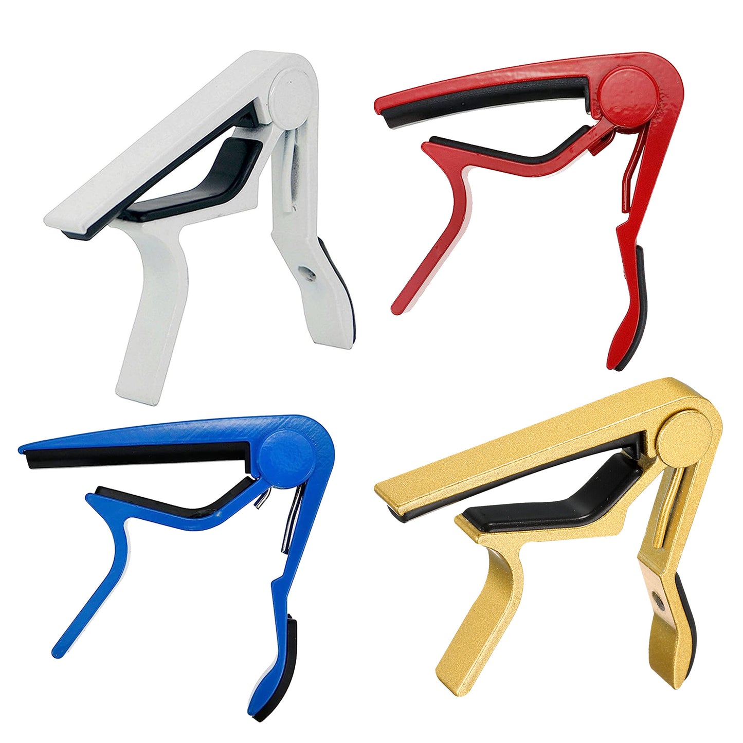 5 Core Guitar Capo Combo 4 Pcs| Premium Aluminum Capos for Guitars, Ukulele, Banjo, Mandolin, Bass| Superior Build Quality| Professional Musical Instrument Blue, Red, White and Gold- CAPO BRWG 4PCS