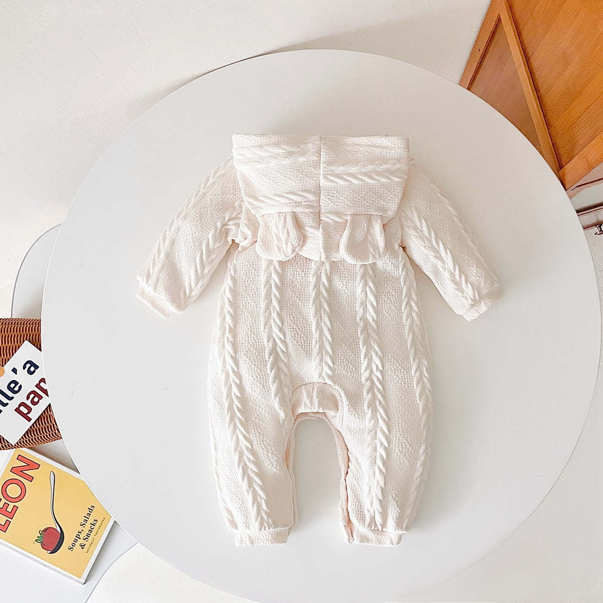 Baby Solid Color Crochet Knitted Pattern Thermal Knitted Romper