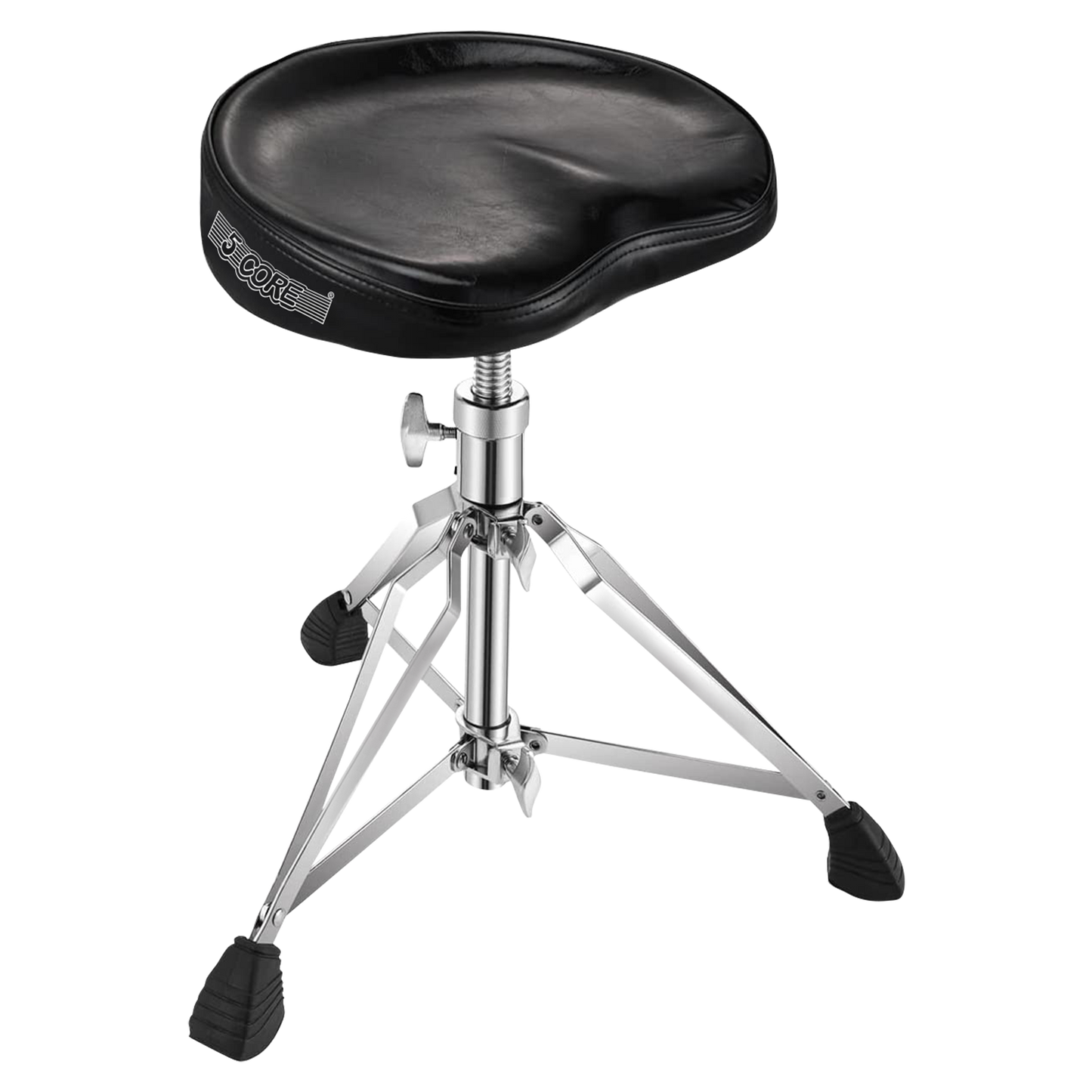 5 Core Saddle Drum Throne Height Adjustable Padded Seat Drum Stool; with Double Braced Anti-Slip Feet Swivel Drum Chair Black DS CH BLK SDL HD