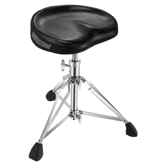 5 Core Saddle Drum Throne Height Adjustable Padded Seat Drum Stool; with Double Braced Anti-Slip Feet Swivel Drum Chair Black DS CH BLK SDL HD