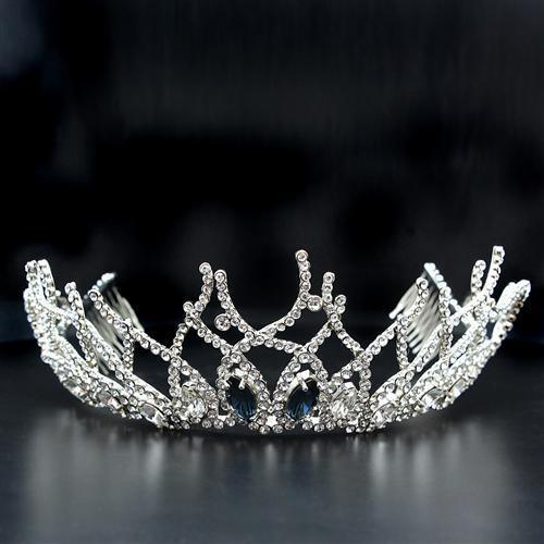 LO2106 - Imitation Rhodium Brass Tiaras & Hair Clip with Top Grade Crystal in Montana