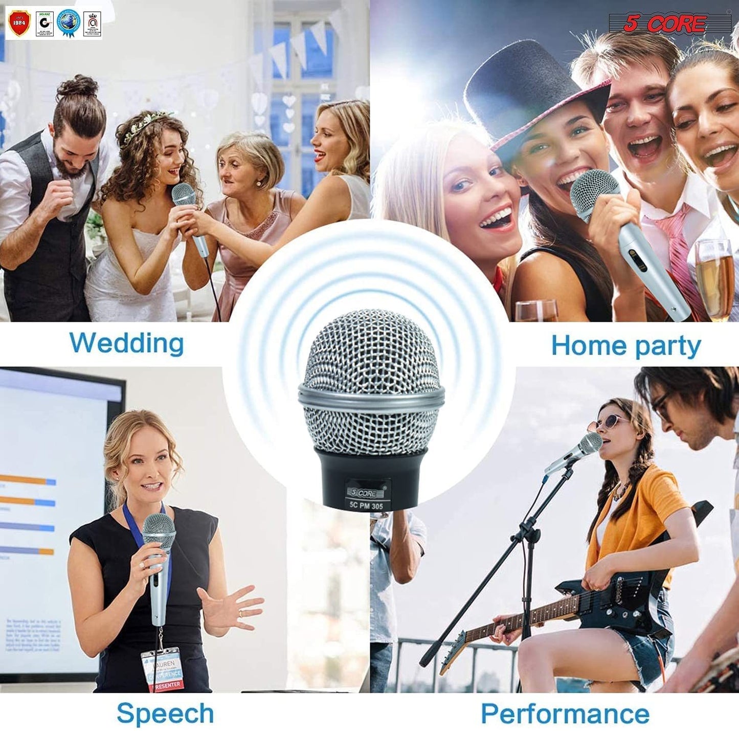 5 Core Professional Microphone Audio Dynamic Cardiod Karaoke Singing Wired Mic Music Recording Karoke Microphone PM305