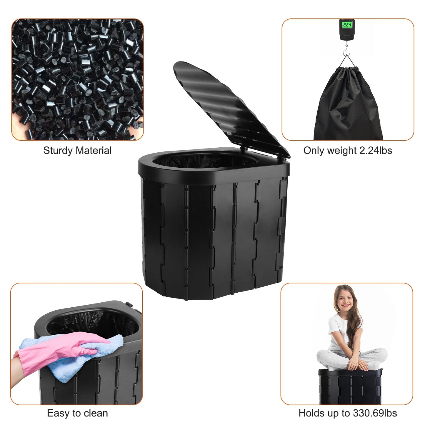 Foldable Emergency Toilet Portable Porta Potty for Car