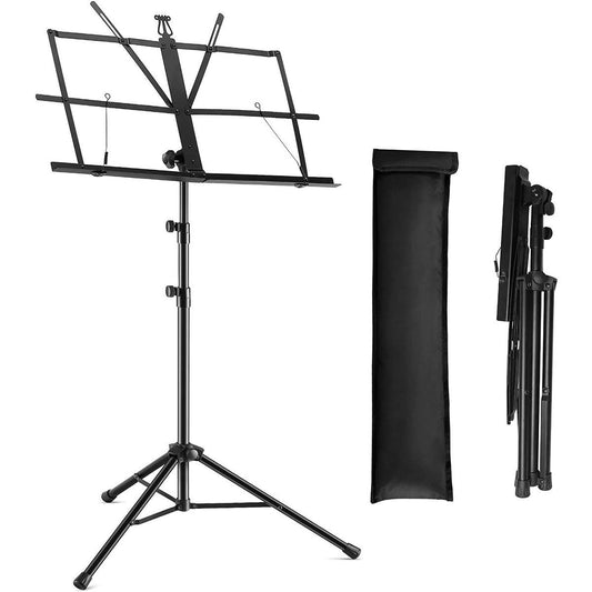 5 Core Music Stand for Sheet Music Folding Portable Stands Light Weight Book Clip Holder Music Accessories and Travel Carry Bag MUS FLD