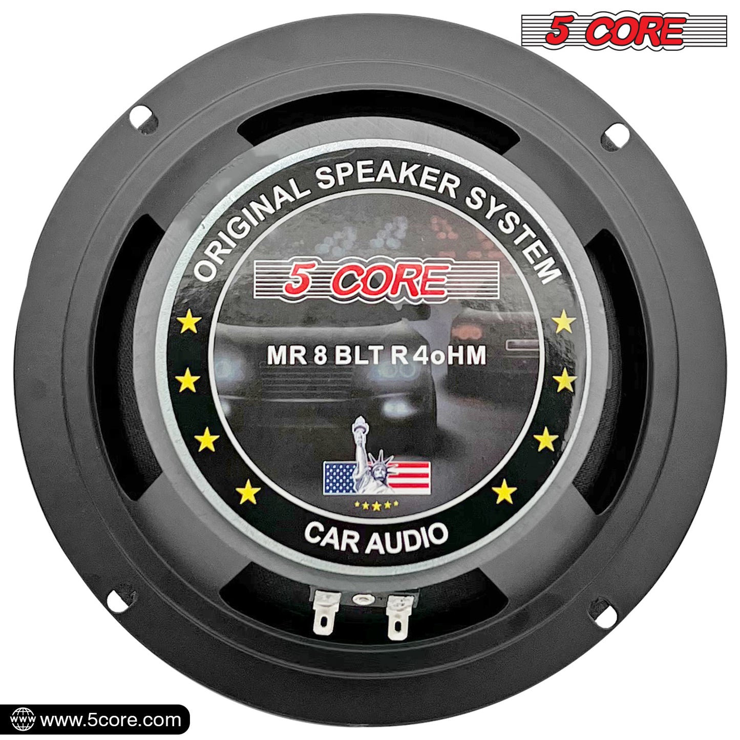 5 Core 8" Car Audio Speakers with Bullet 580 W 4 Ohm Mid-Range Loudspeaker MR 8 BLT R 4oHM