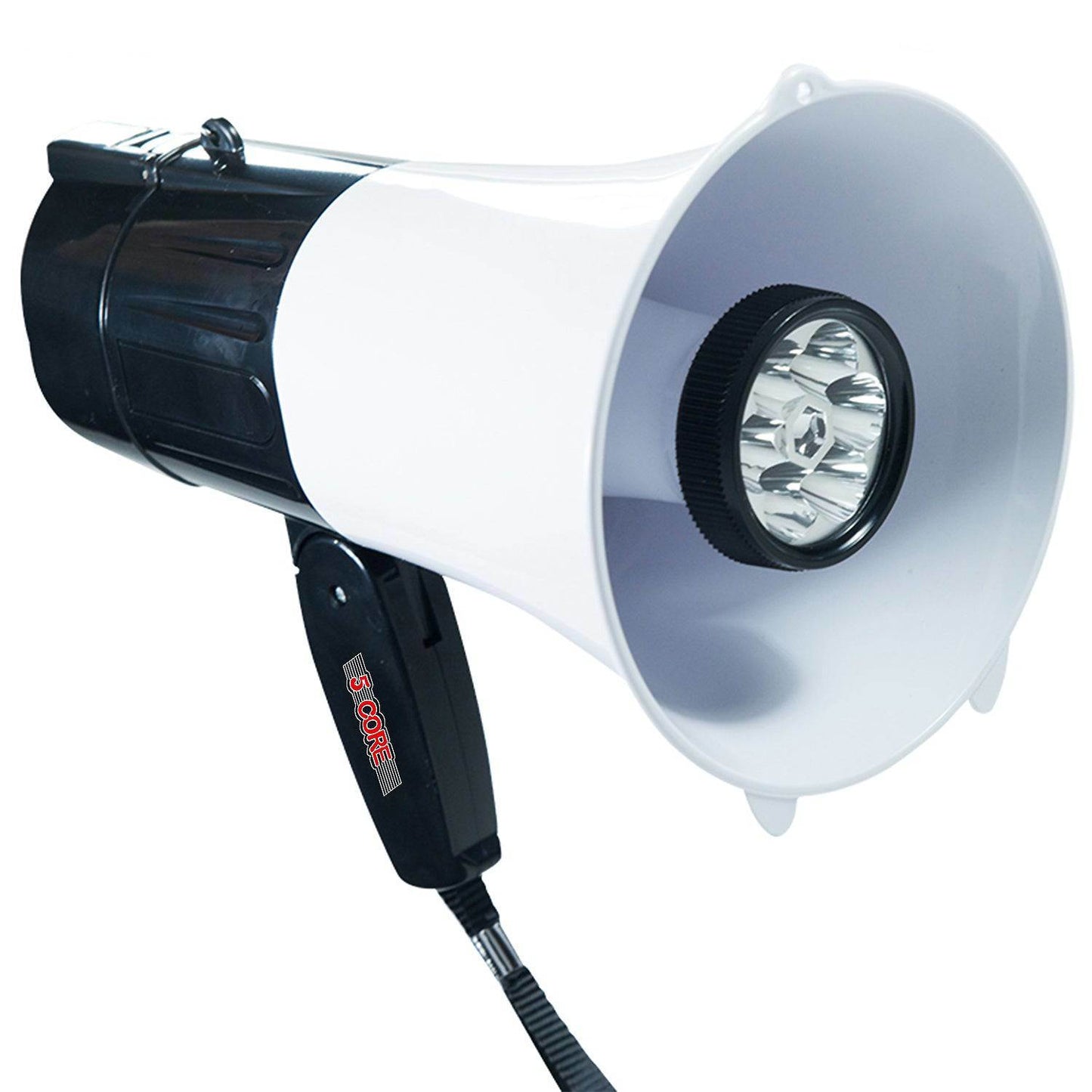 5Core Megaphone Handheld with LED lights Bullhorn Cheer Loudspeaker Bull Horn Speaker Megaphono Siren Torch Flashlight Sling Strap Portable 148 LED