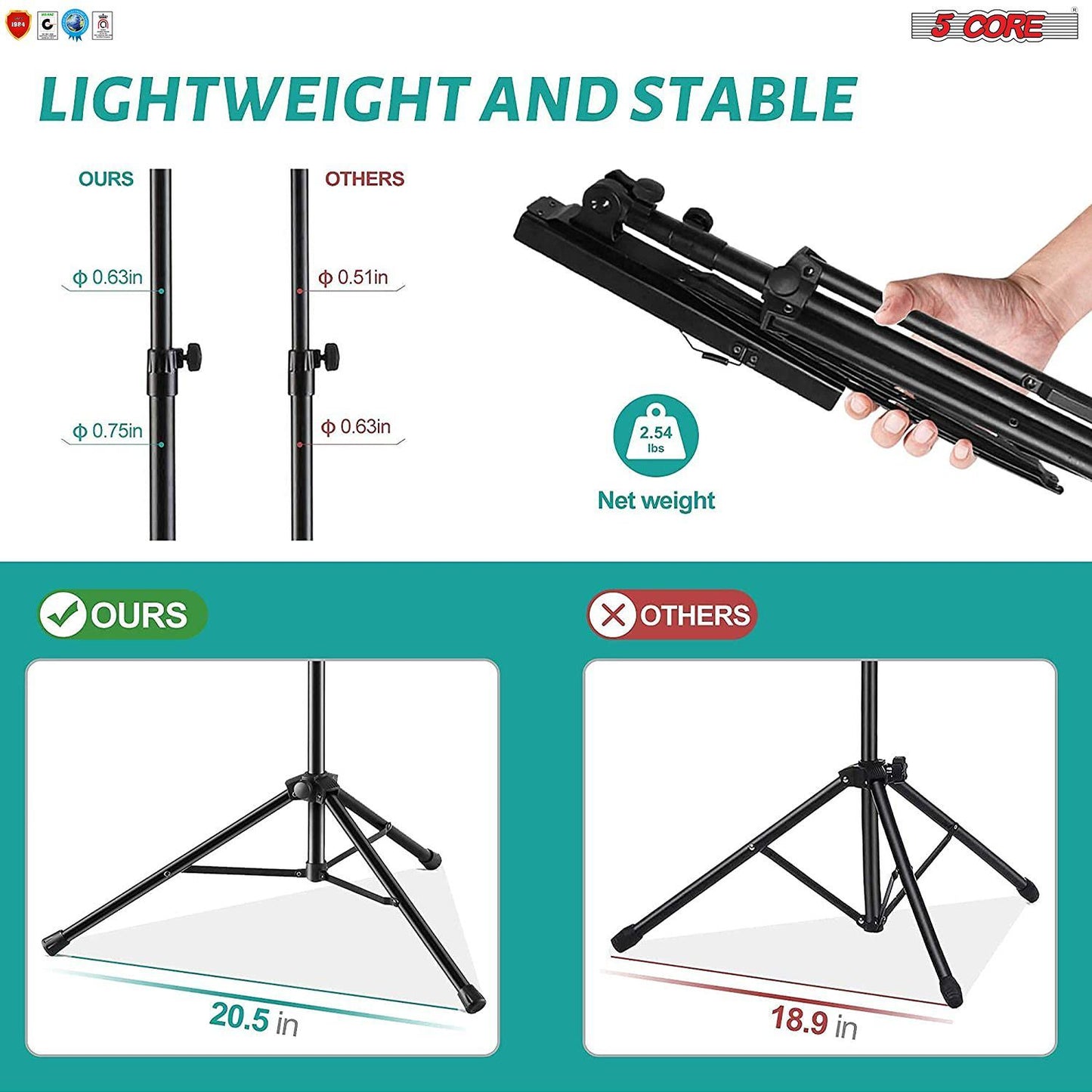 5 Core Music Stand for Sheet Music Folding Portable Stands Light Weight Book Clip Holder Music Accessories and Travel Carry Bag MUS FLD