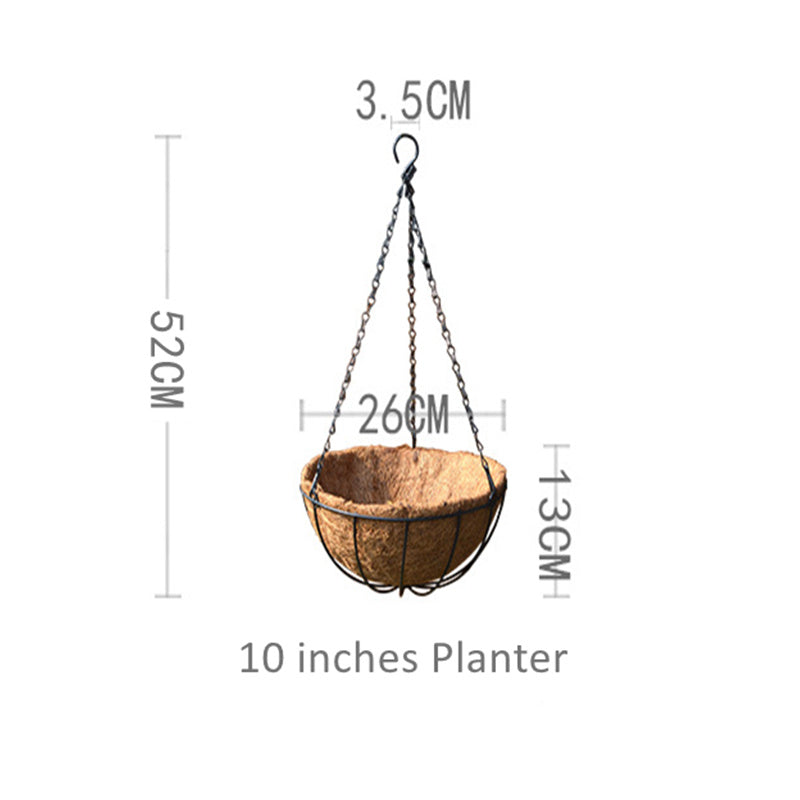 Planter Hangers Flower Plant Pot Metal Hanging Flower Basket with Coconut Coir Liner