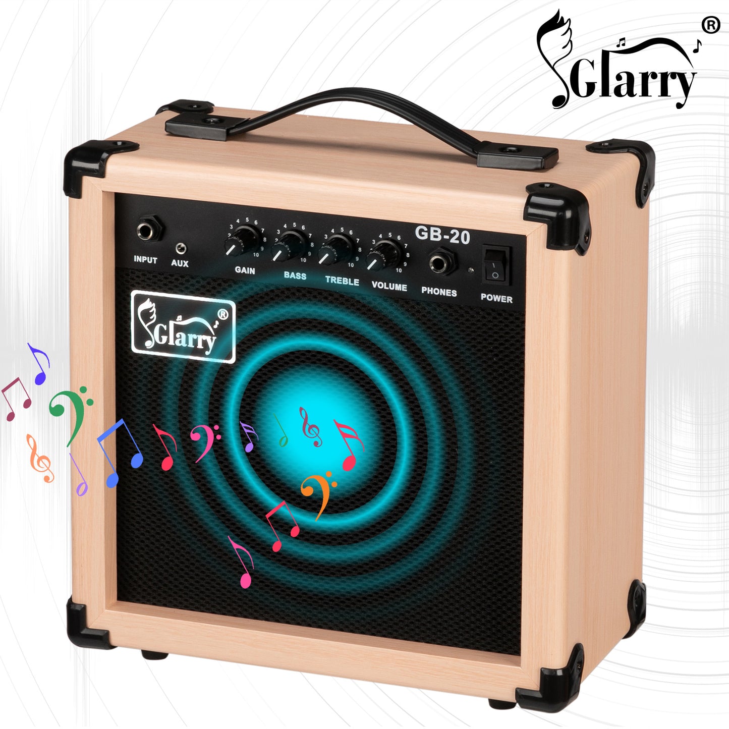 Glarry 20W GB-20 Electric Bass Guitar Amplifier Natural Color