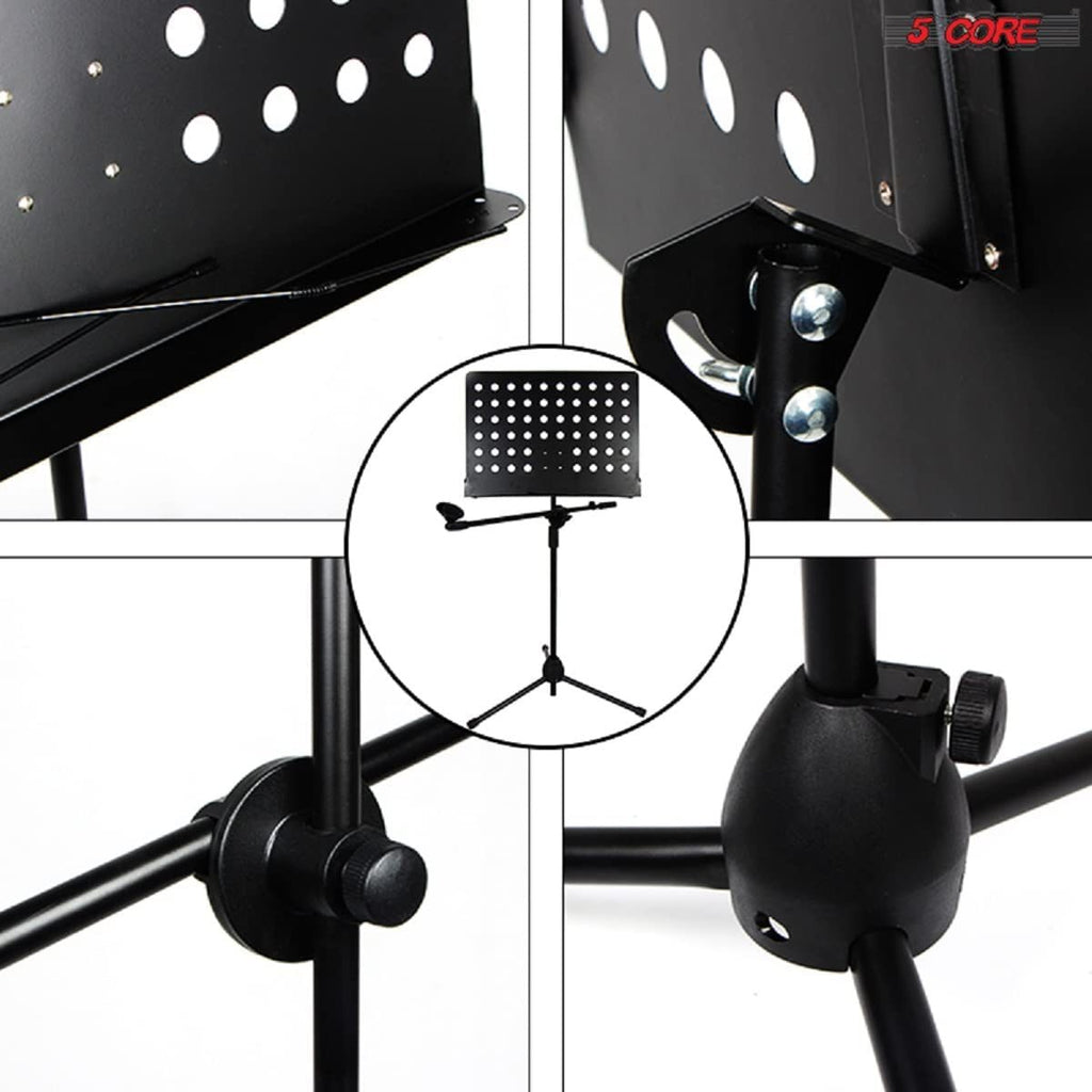 5 Core Sheet Music Stand With Mic Stand Holder - 3 IN 1 Professional Portable Music Stand with Folding Tray;  Detachable Microphone Stand Dual-Use for Sheet Music & Projector Stand MUS MH (Copy) Doba