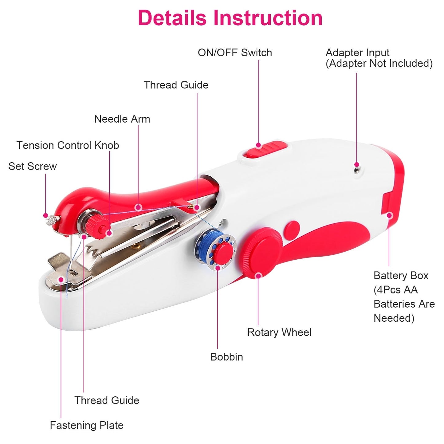 Portable Mini Sewing Machine Electric Cordless Mending Machine Handy Stitch Sewing Machine for Home Travel