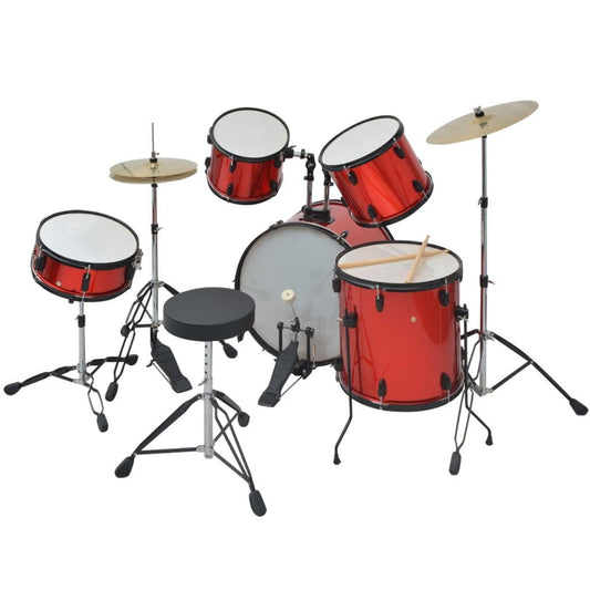 Complete Drum Kit Powder-coated Steel Red Adult