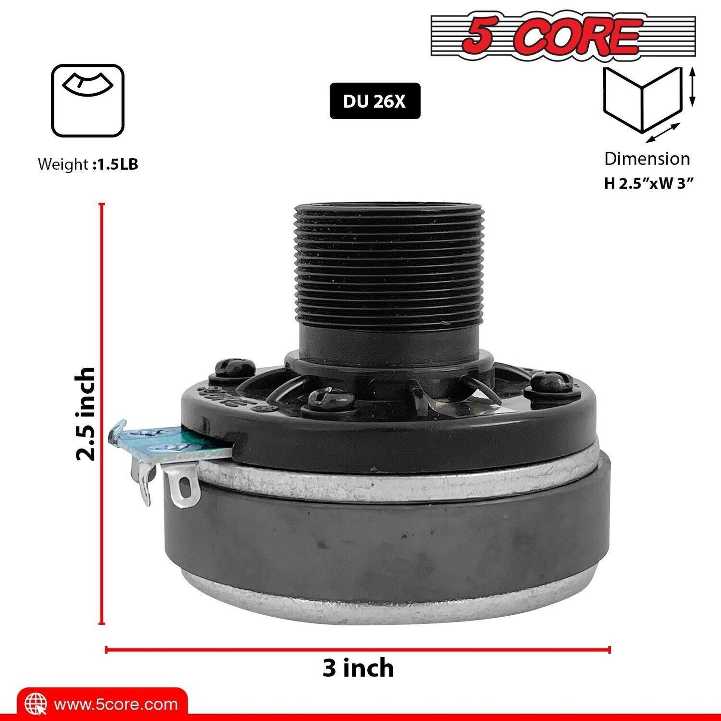 5Core 15x5 Inch Piezo Flush Mount Horn Tweeter w/ Driver Unit Car Pro Speakers HISE 15X5 1PC 5C-D26