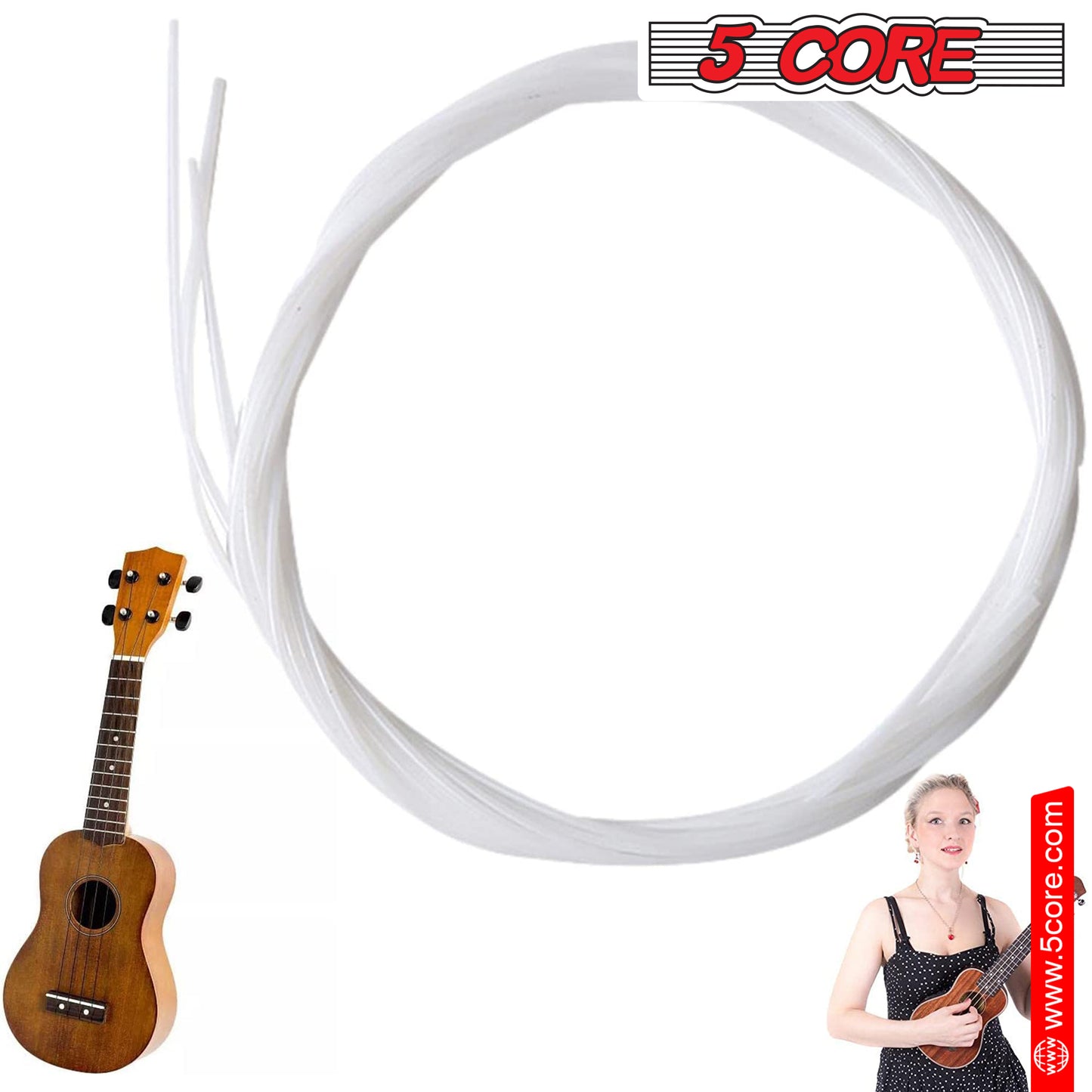 5 Core Ukulele Strings; Tuning Replacement 4 Pieces String in 1 Pack for Musical Instruments Easy for Beginners Easy on Fingertips for General Ukulele Sweet Sound UKS 1SET (4PCS)