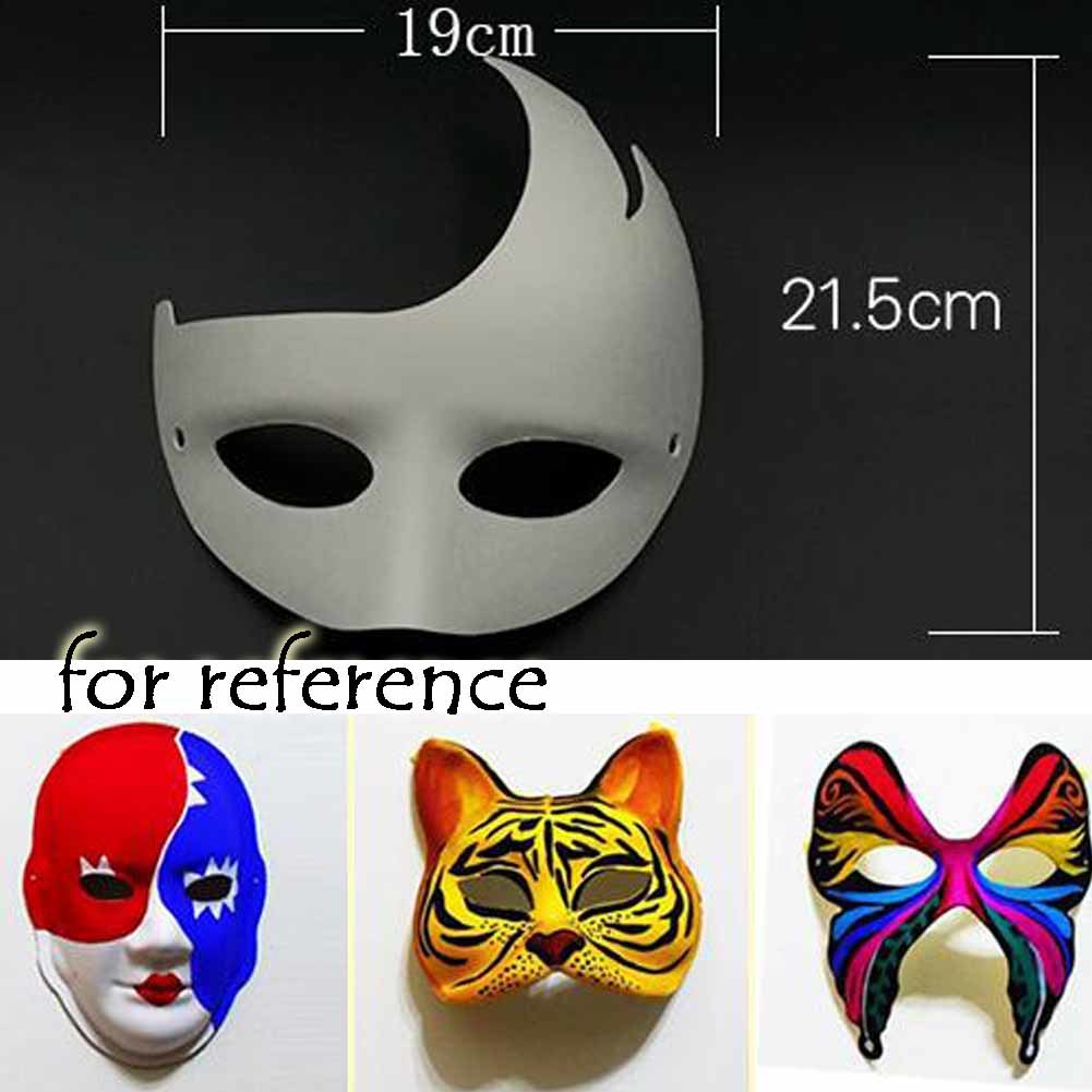 10-Packs White Blank Painting Eye Mask DIY Paper Mask for Halloween Costumes, Single Horn