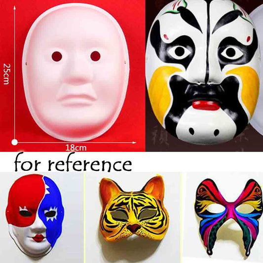 10-Packs White Blank Painting Eye Mask DIY Paper Mask for Halloween Costumes, Peking Opera