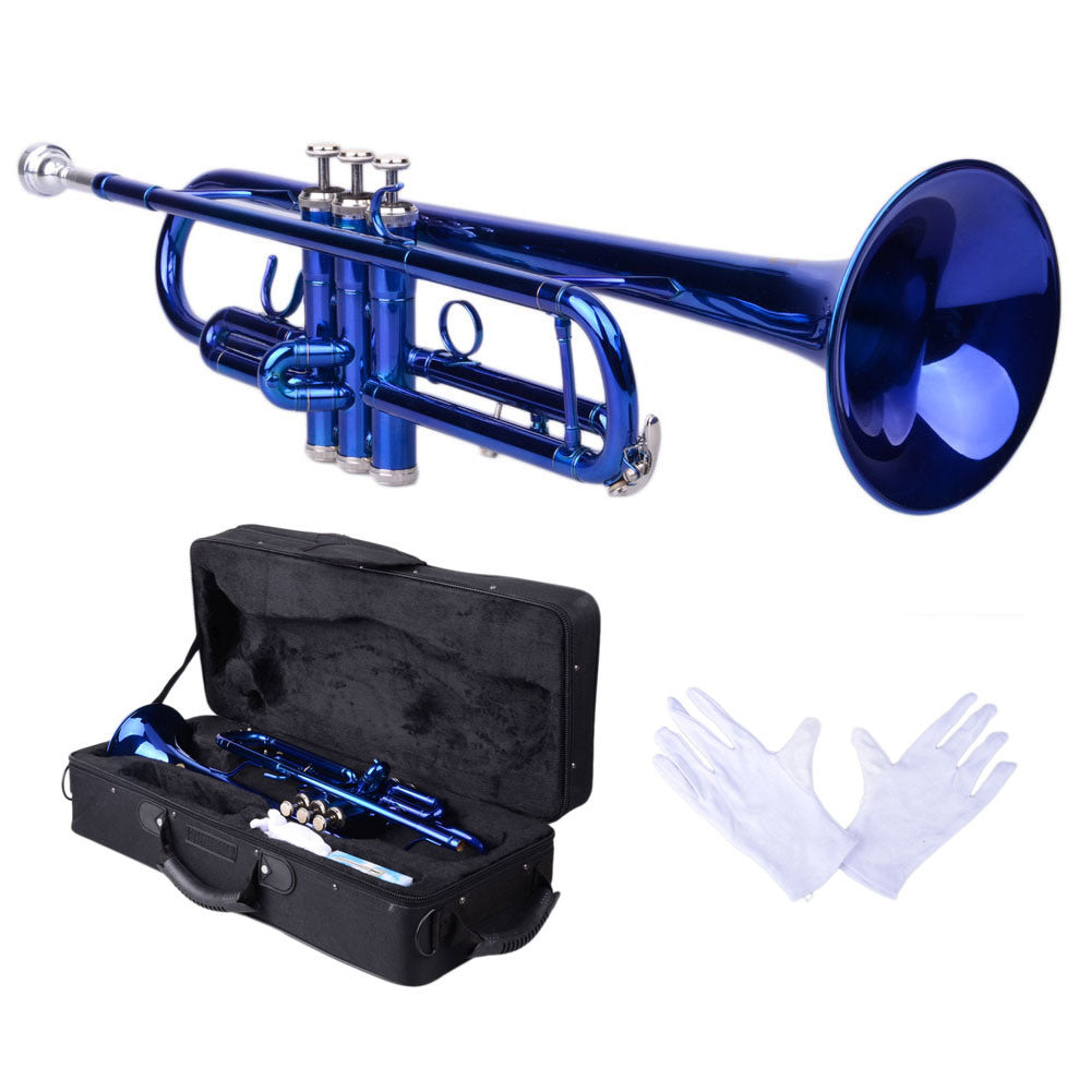 Brass B Flat Trumpet Gloves Set Blue (Copy) Doba