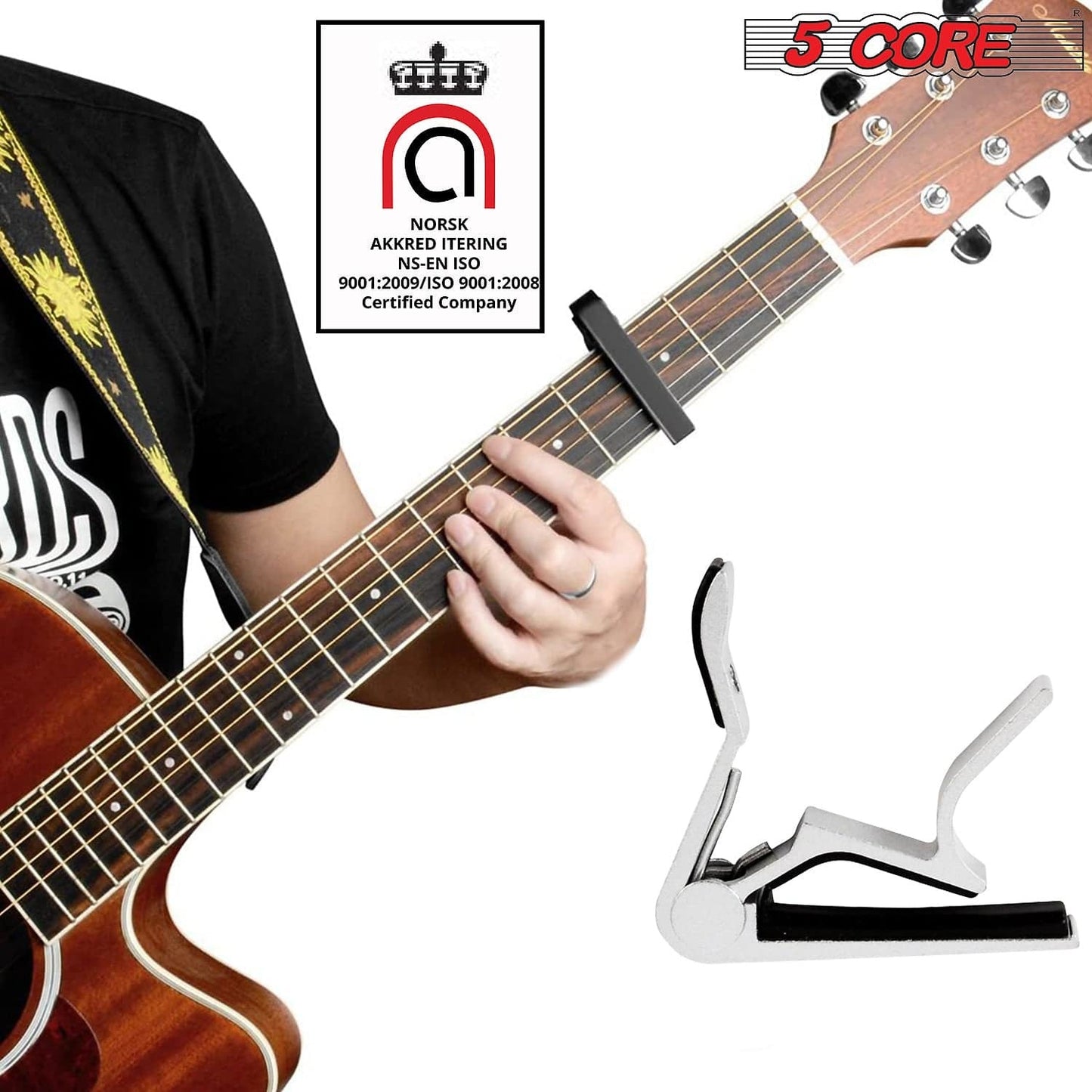 5 Core 2 Pieces Guitar Capo Acoustic Clip Guitar String Instrument Clamp Fret Electric Guitar Accessories Guitar Neck Capos Each CAPO White